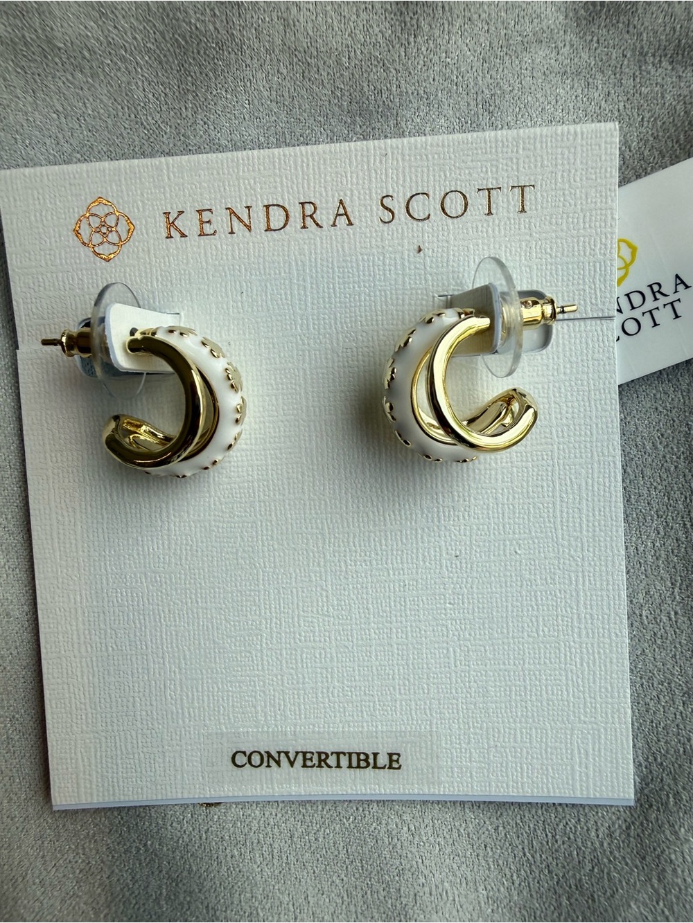 Kendra Scott Jane White & Gold Convertible Hoop Earrings